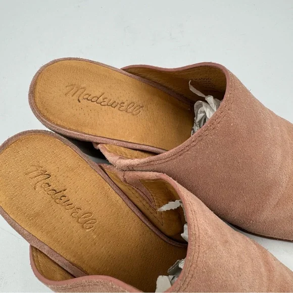 Madewell Harper Pink Suede Stacked Mules - Picture 4 of 9